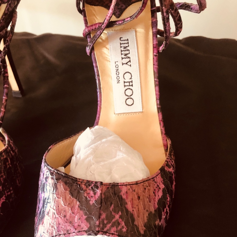 Authentic Jimmy Choo snake skin stiletto heel